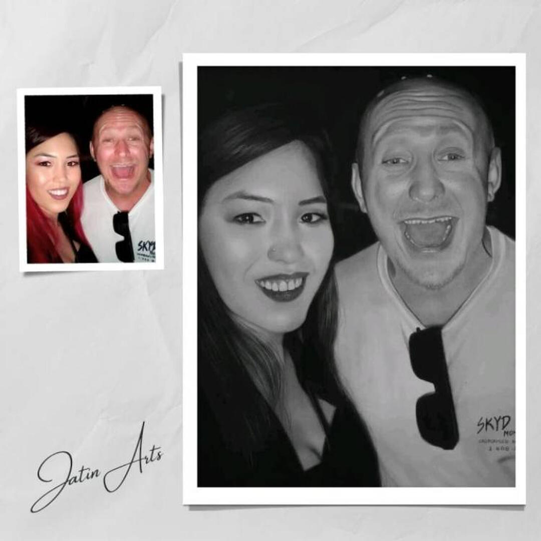 Portrait Drawing from Photo Los Angeles - Custom Art by Jatin Arts