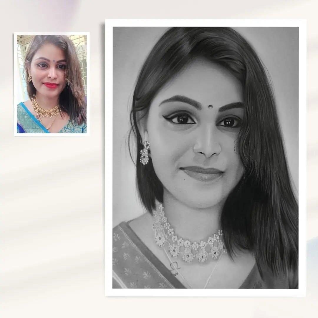 Handmade Pencil Sketch Portrait - Custom Realistic Art by Jatin Arts