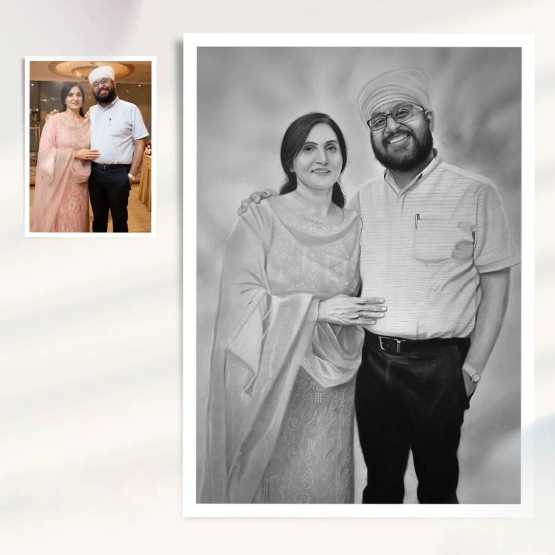 Custom Couple Portrait in Bangalore - Jatin Tarai Arts