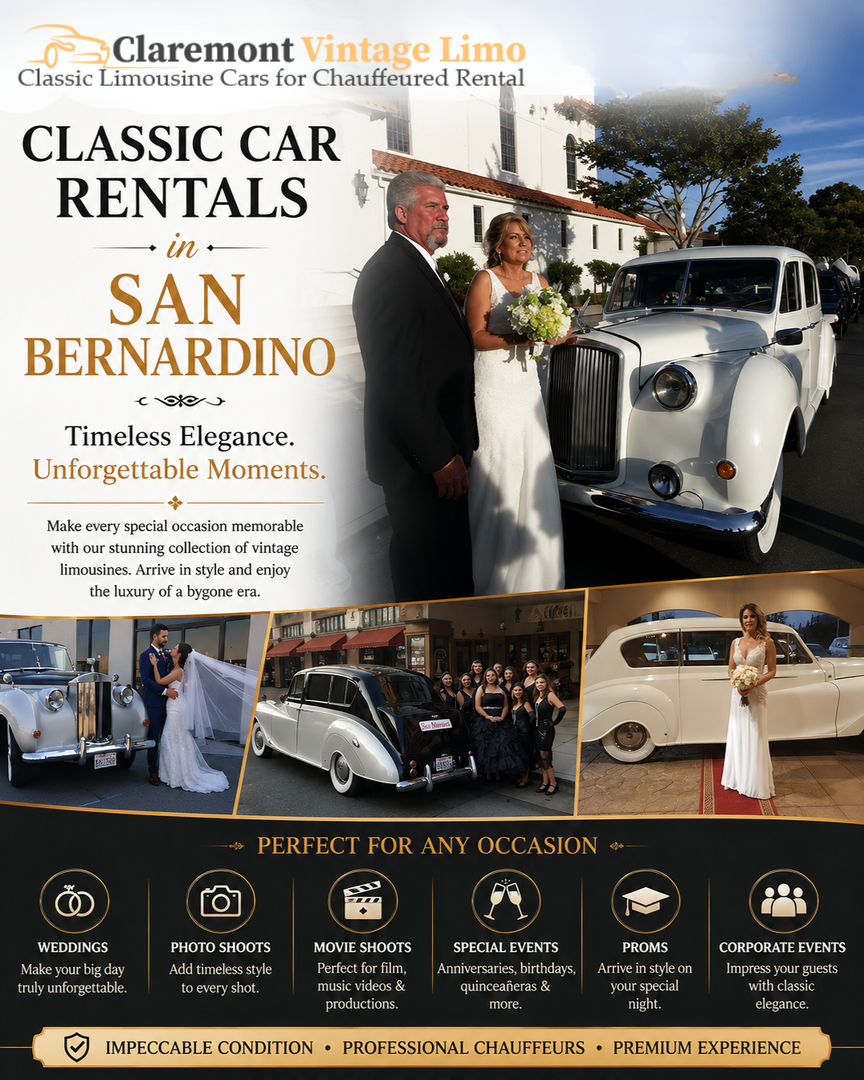 Classic Car Rentals in San Bernardino for Timeless Luxury Events